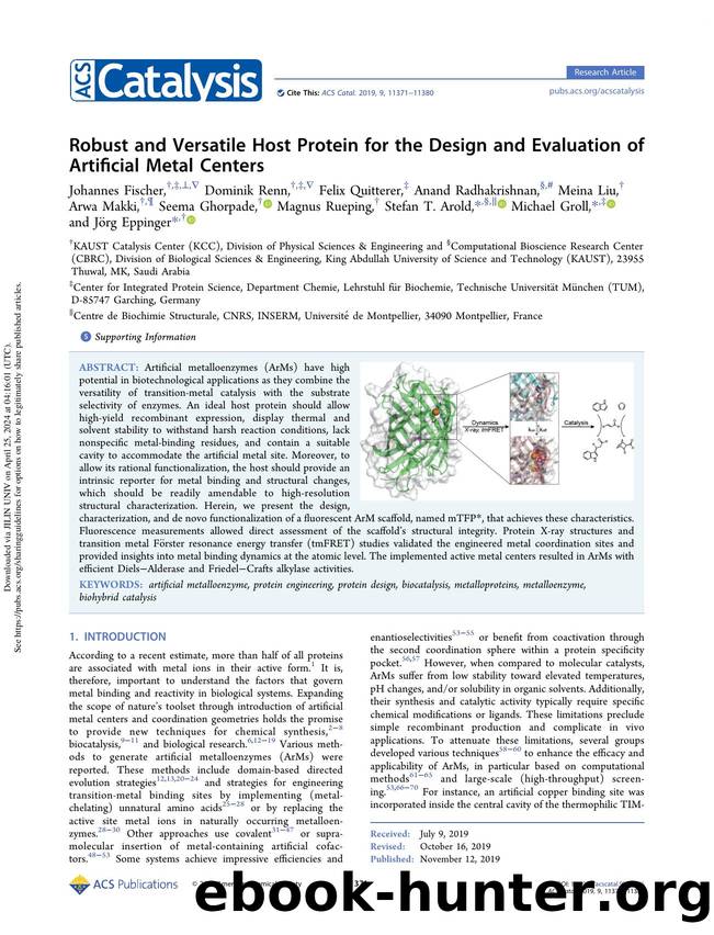 Robust and Versatile Host Protein for the Design and Evaluation of Artificial Metal Centers by unknow
