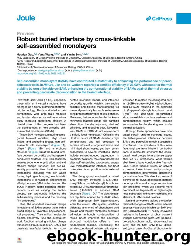 Robust buried interface by cross-linkable self-assembled monolayers by Haodan Guo & Yang Wang & Yanlin Song