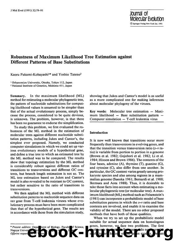 Robustness of maximum likelihood tree estimation against different patterns of base substitutions by Unknown