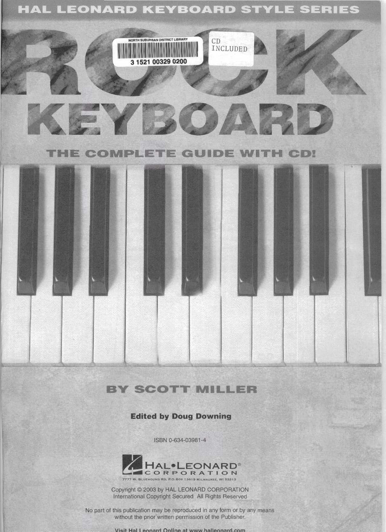 Rock Keyboard - The Complete Guide with CD!: Hal Leonard Keyboard Style Series by Scott Miller