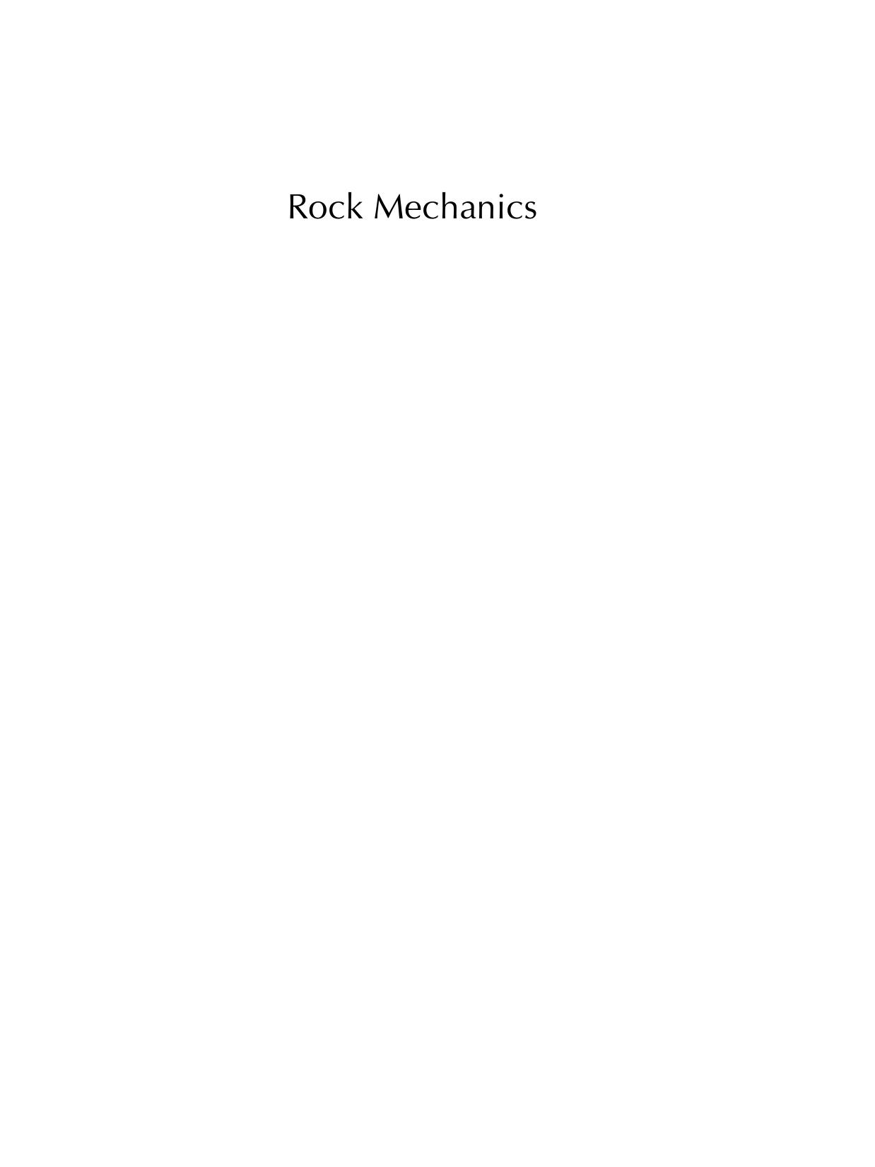 Rock Mechanics by Rock Mechanics