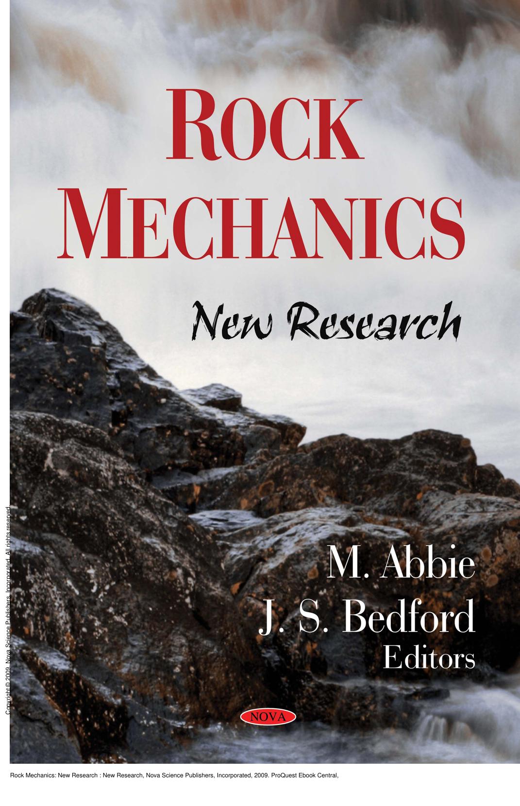 Rock Mechanics: New Research: New Research by M. Abbie; J.S. Bedford