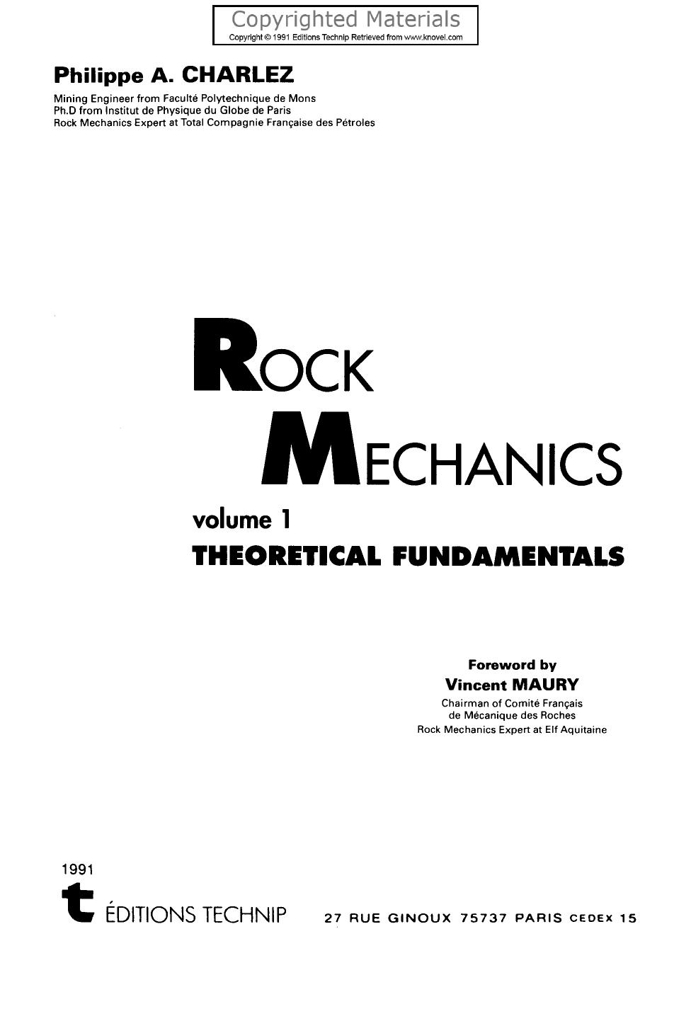 Rock mechanics by Philippe A Charlez