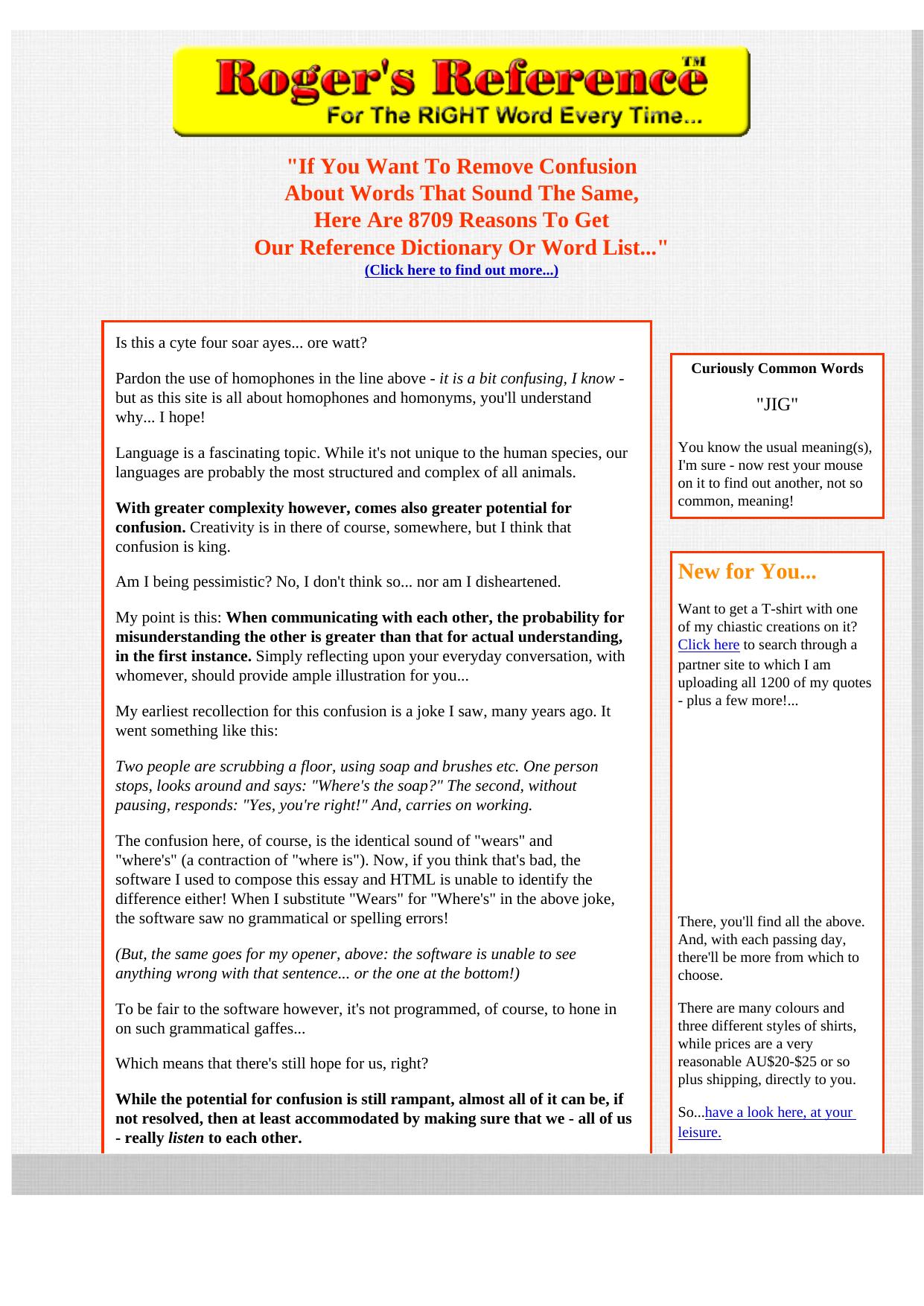 Rogers Reference - A Complete Set Of Homonym - Homophone Dictionary. by Best of Kuszter's Collection