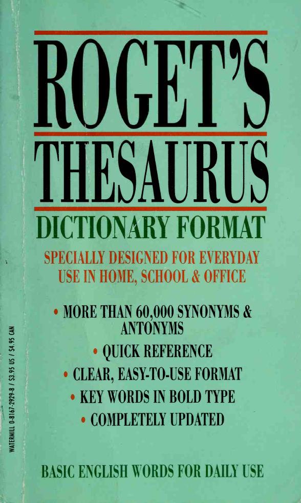 Roget's Thesaurus Dictionary Format by Anonymous