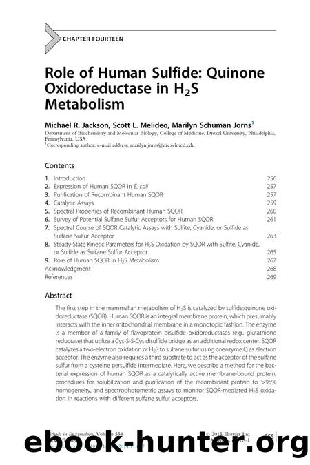 Role of Human Sulfide: Quinone Oxidoreductase in H2S Metabolism by Michael R. Jackson & Scott L. Melideo & Marilyn Schuman Jorns