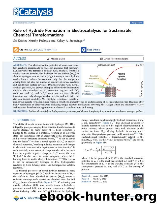 Role of Hydride Formation in Electrocatalysis for Sustainable Chemical Transformations by Sri Krishna Murthy Padavala and Kelsey A. Stoerzinger
