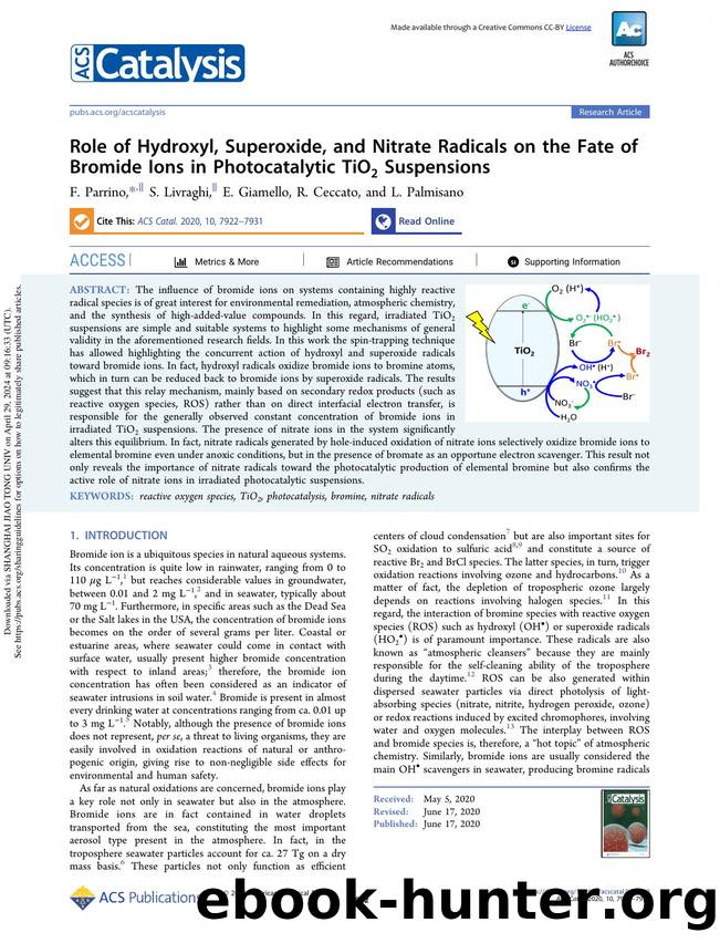 Role of Hydroxyl, Superoxide, and Nitrate Radicals on the Fate of Bromide Ions in Photocatalytic TiO2 Suspensions by F. Parrino S. Livraghi E. Giamello R. Ceccato & L. Palmisano