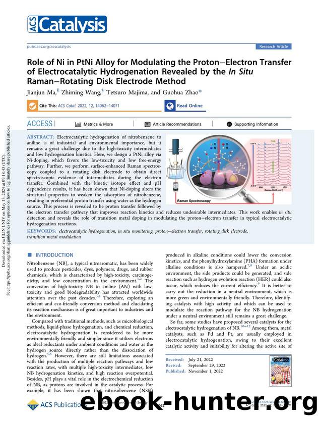 Role of Ni in PtNi Alloy for Modulating the ProtonâElectron Transfer of Electrocatalytic Hydrogenation Revealed by the In Situ RamanâRotating Disk Electrode Method by Jianjun Ma Zhiming Wang Tetsuro Majima & Guohua Zhao