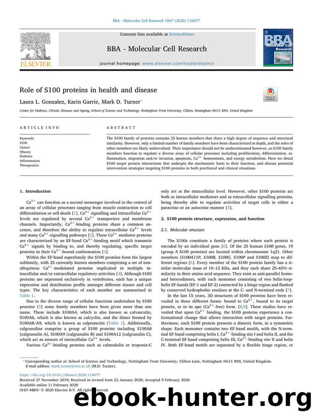 Role of S100 proteins in health and disease by Laura L. Gonzalez & Karin Garrie & Mark D. Turner