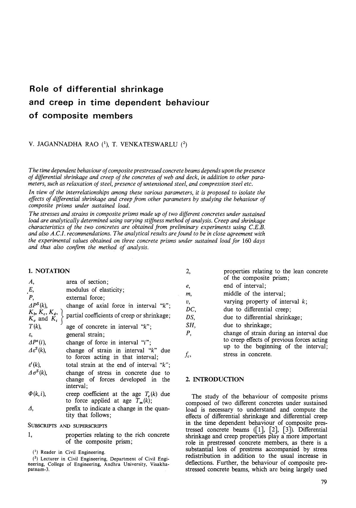 Role of differential shrinkage and creep in time dependent behaviour of composite members by Unknown