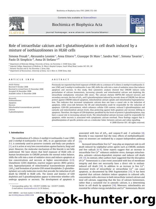 Role of intracellular calcium and S-glutathionylation in cell death induced by a mixture of isothiazolinones in HL60 cells by unknow