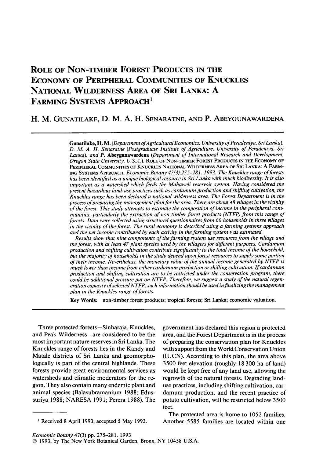 Role of non-timber forest products in the economy of peripheral communities of knuckles national wilderness area of Sri Lanka: A farming systems approach by Unknown
