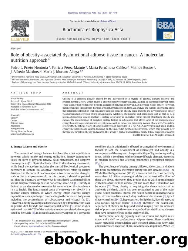 Role of obesity-associated dysfunctional adipose tissue in cancer: A molecular nutrition approach by Pedro L. Prieto-Hontoria