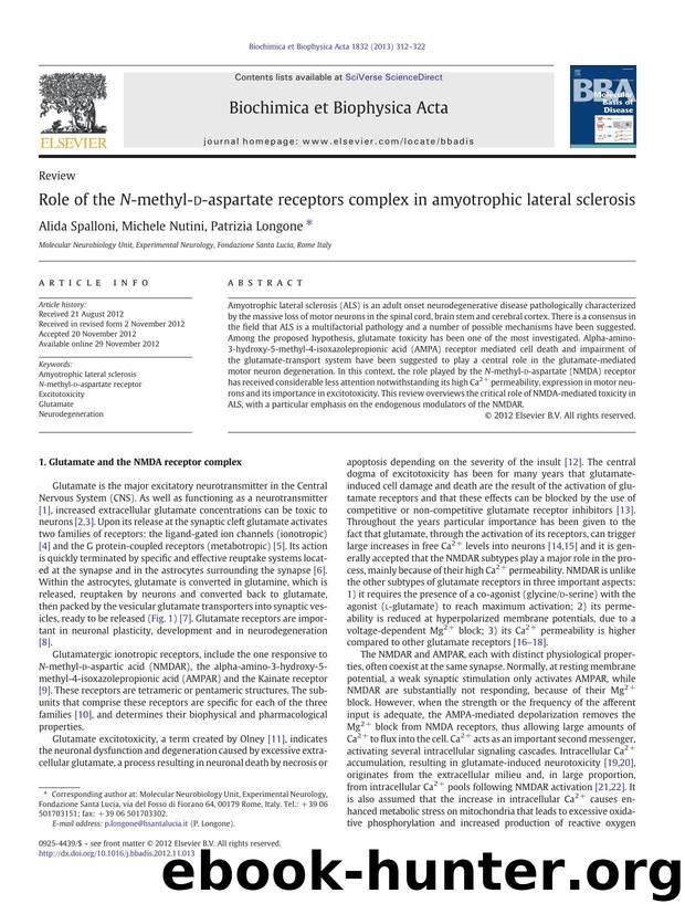 Role of the N-methyl-d-aspartate receptors complex in amyotrophic lateral sclerosis by Alida Spalloni & Michele Nutini & Patrizia Longone