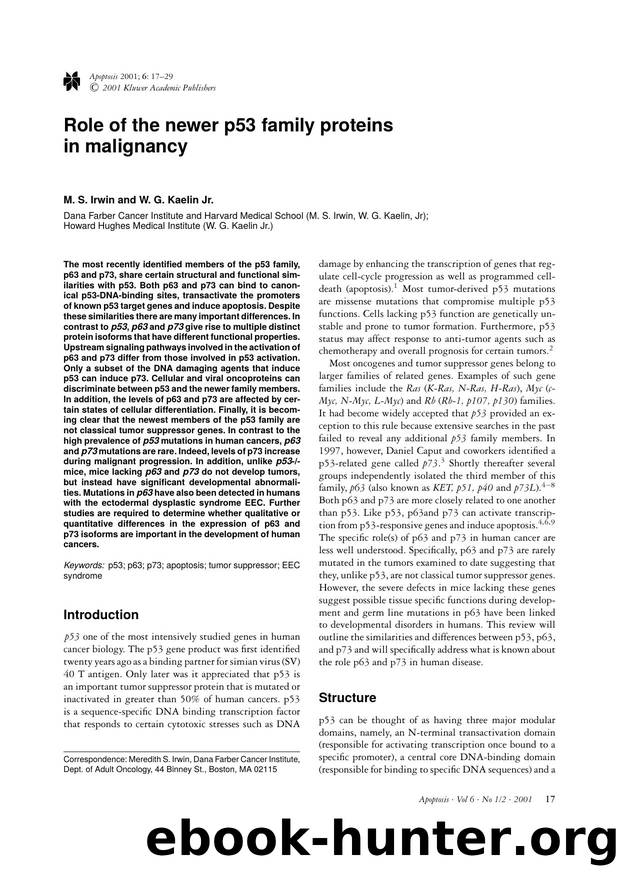 Role of the newer p53 family proteins in malignancy by Unknown