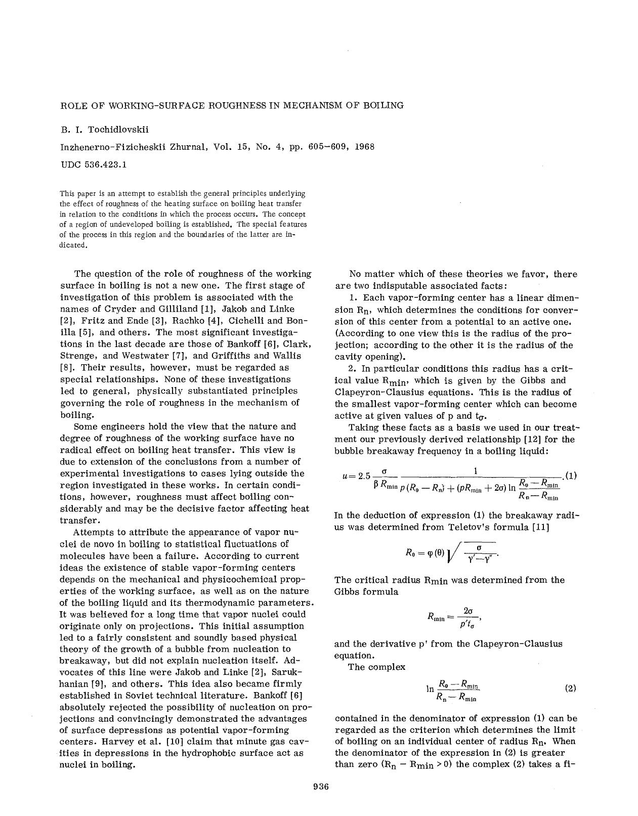 Role of working-surface roughness in mechanism of boiling by Unknown