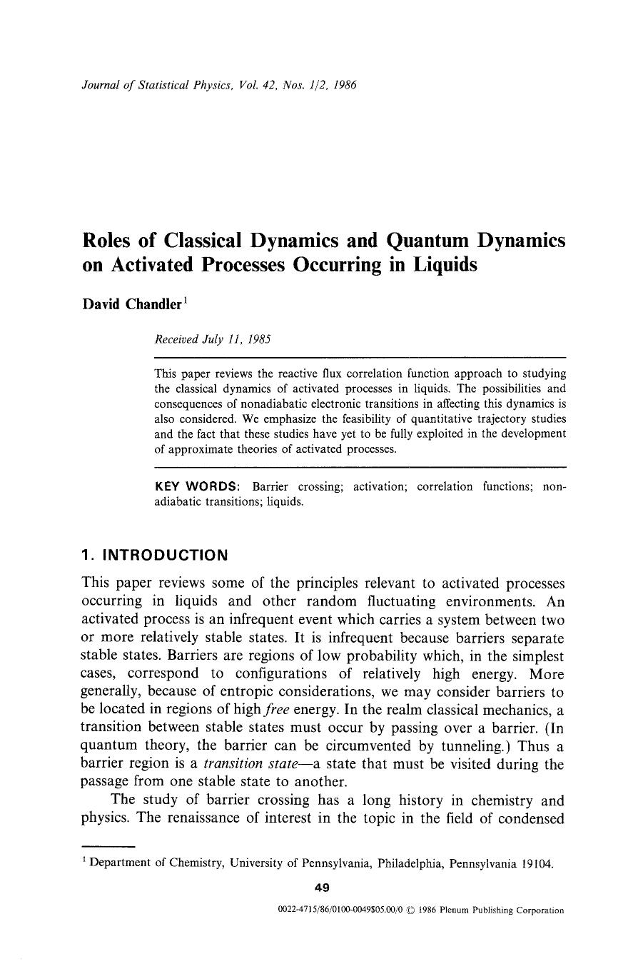 Roles of classical dynamics and quantum dynamics on activated processes occurring in liquids by Unknown