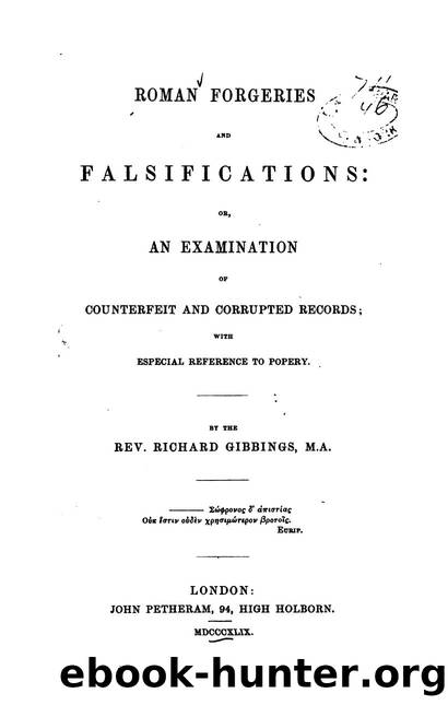 Roman Forgeries and Falsifications by Richard Gibbings