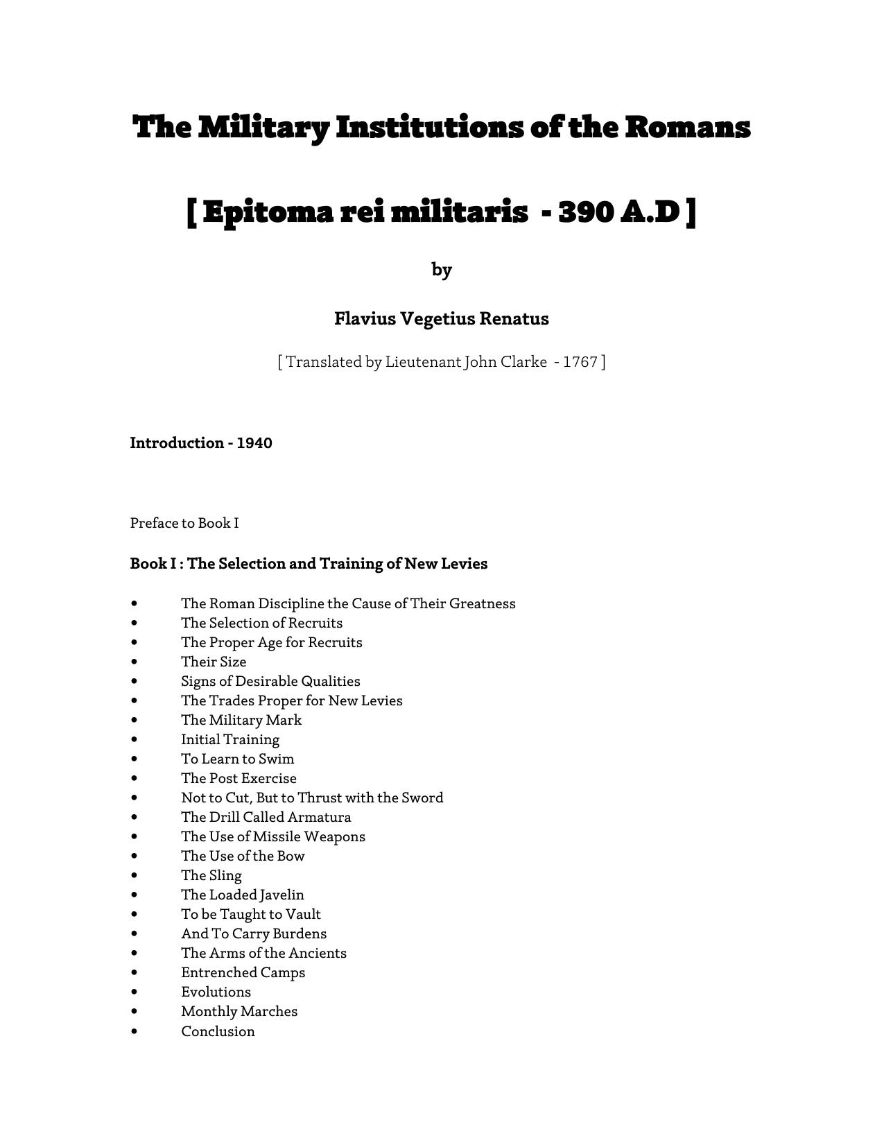 Roman Military Institutions by Flavius Vegetius Renatus