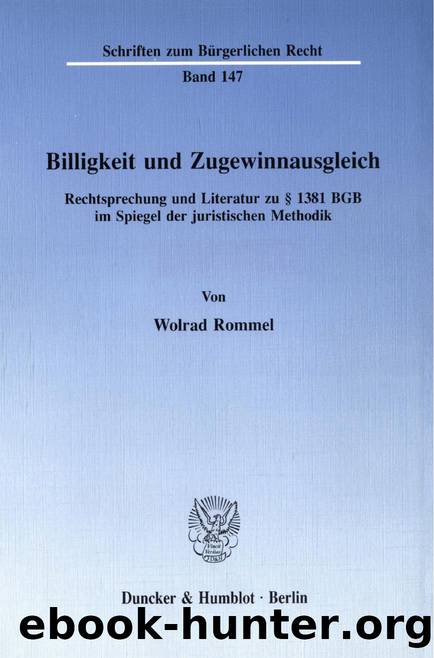 Rommel by Billigkeit und Zugewinnausgleich (9783428472673)