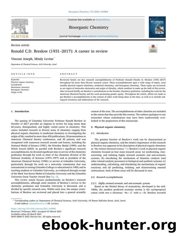 Ronald C.D. Breslow (1931â2017): A career in review by Vincent Joseph & Mindy Levine