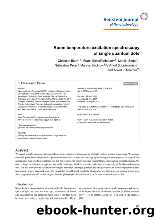 Room temperature excitation spectroscopy of single quantum dots by unknow