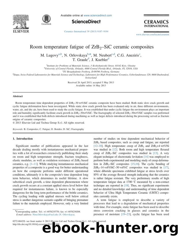 Room temperature fatigue of ZrB2âSiC ceramic composites by M. Lugovy & N. Orlovskaya & M. Neubert & C.G. Aneziris & T. Graule & J. Kuebler