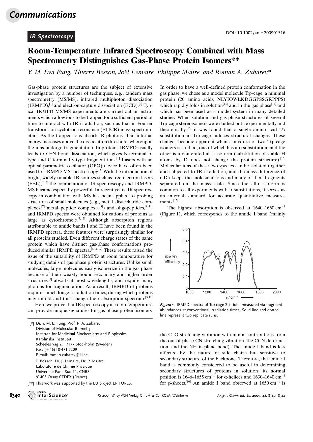 Room-Temperature Infrared Spectroscopy Combined with Mass Spectrometry Distinguishes Gas-Phase Protein Isomers by Unknown