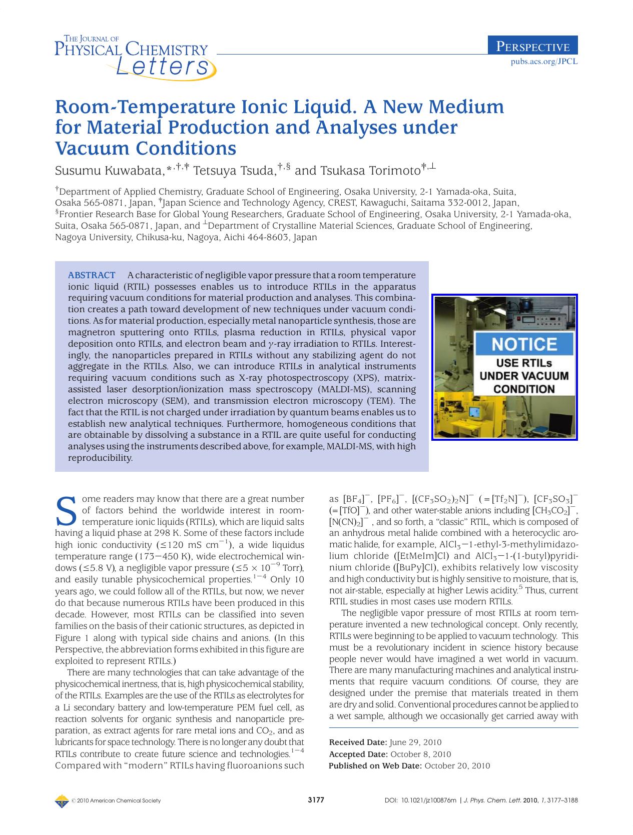 Room-Temperature Ionic Liquid. A New Medium for Material Production and Analyses under Vacuum Conditions by Unknown