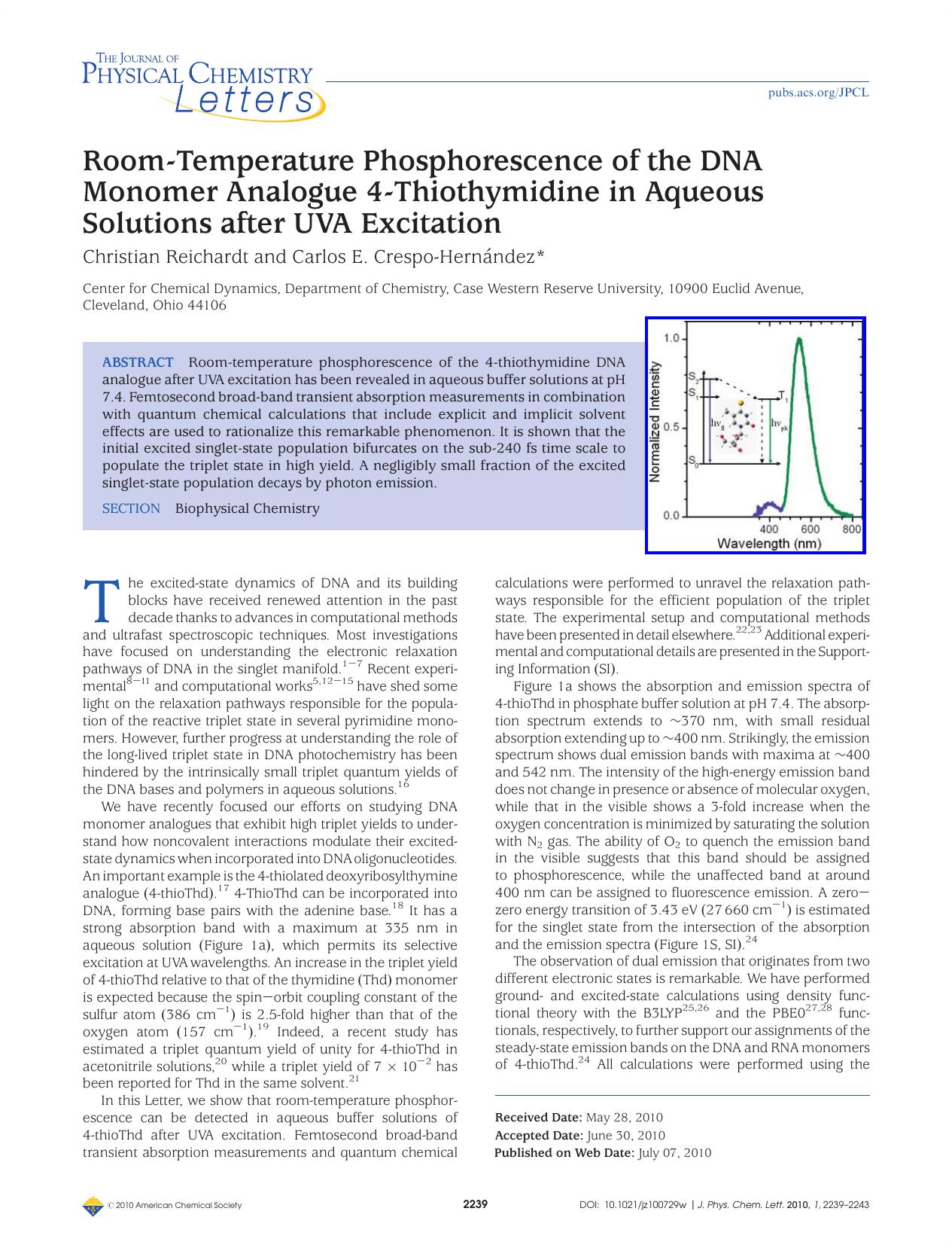 Room-Temperature Phosphorescence of the DNA Monomer Analogue 4-Thiothymidine in Aqueous Solutions after UVA Excitation by Unknown