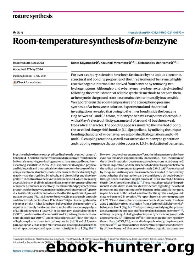 Room-temperature synthesis of m-benzyne by Kenta Koyamada & Kazunori Miyamoto & Masanobu Uchiyama