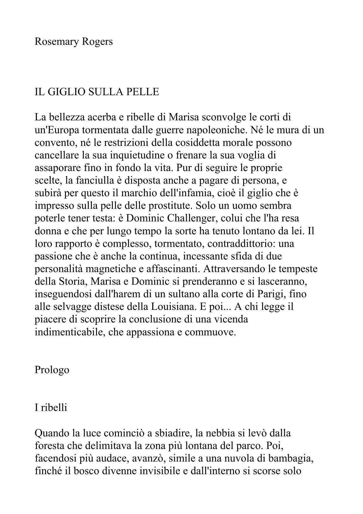 Rosemary Rogers by Il giglio sulla pelle