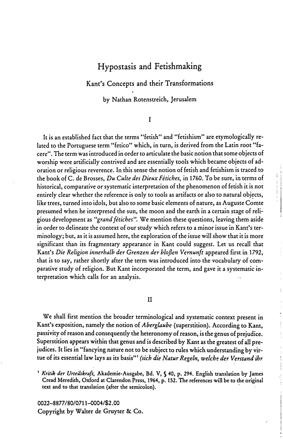 Rotensreich Hypostasis and Fetishmaking. Kantâs Concepts and their Transformations by Unknown