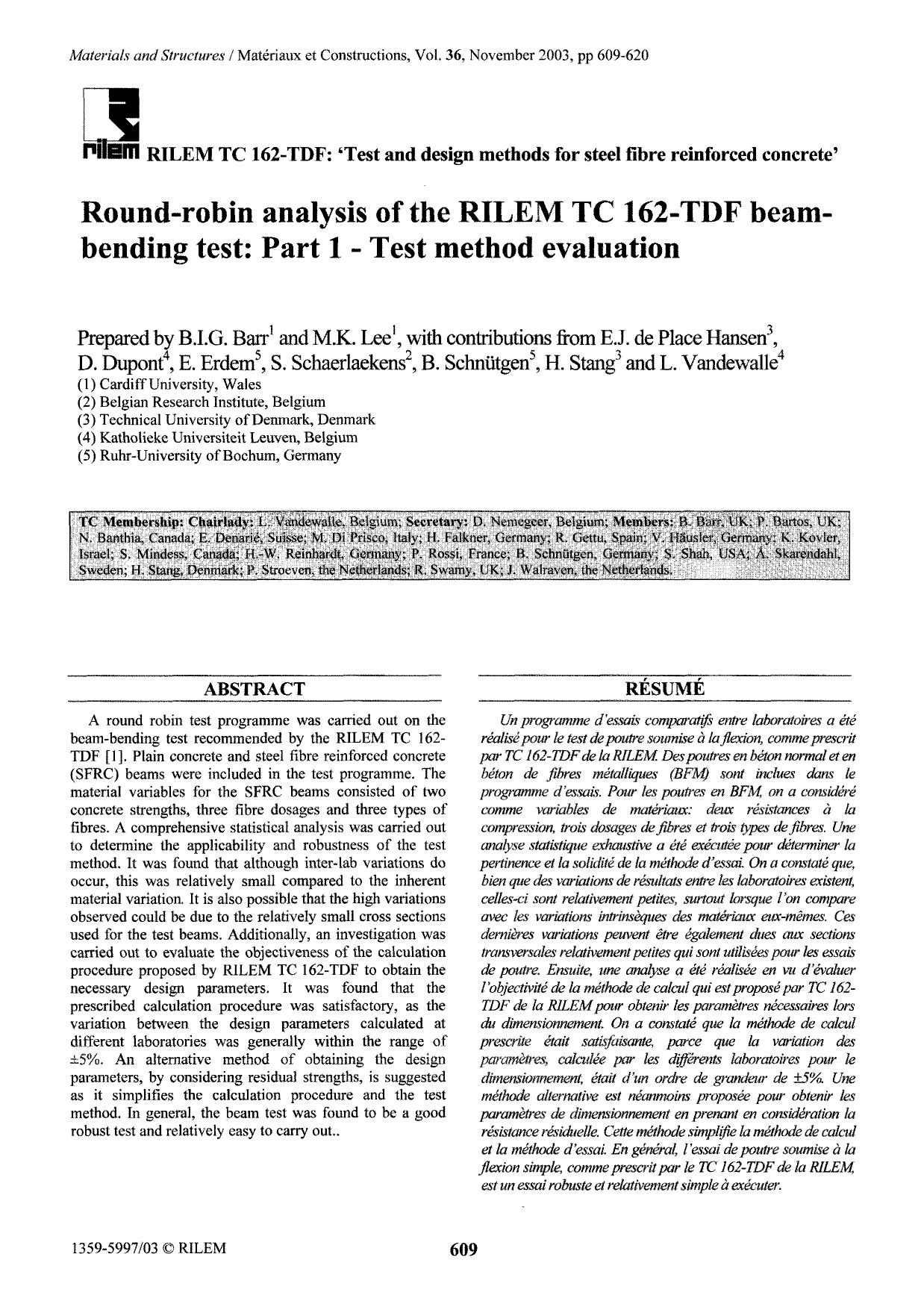 Round-robin analysis of the RILEM TC 162-TDF beam-bending test: Part 1—Test method evaluation by Unknown