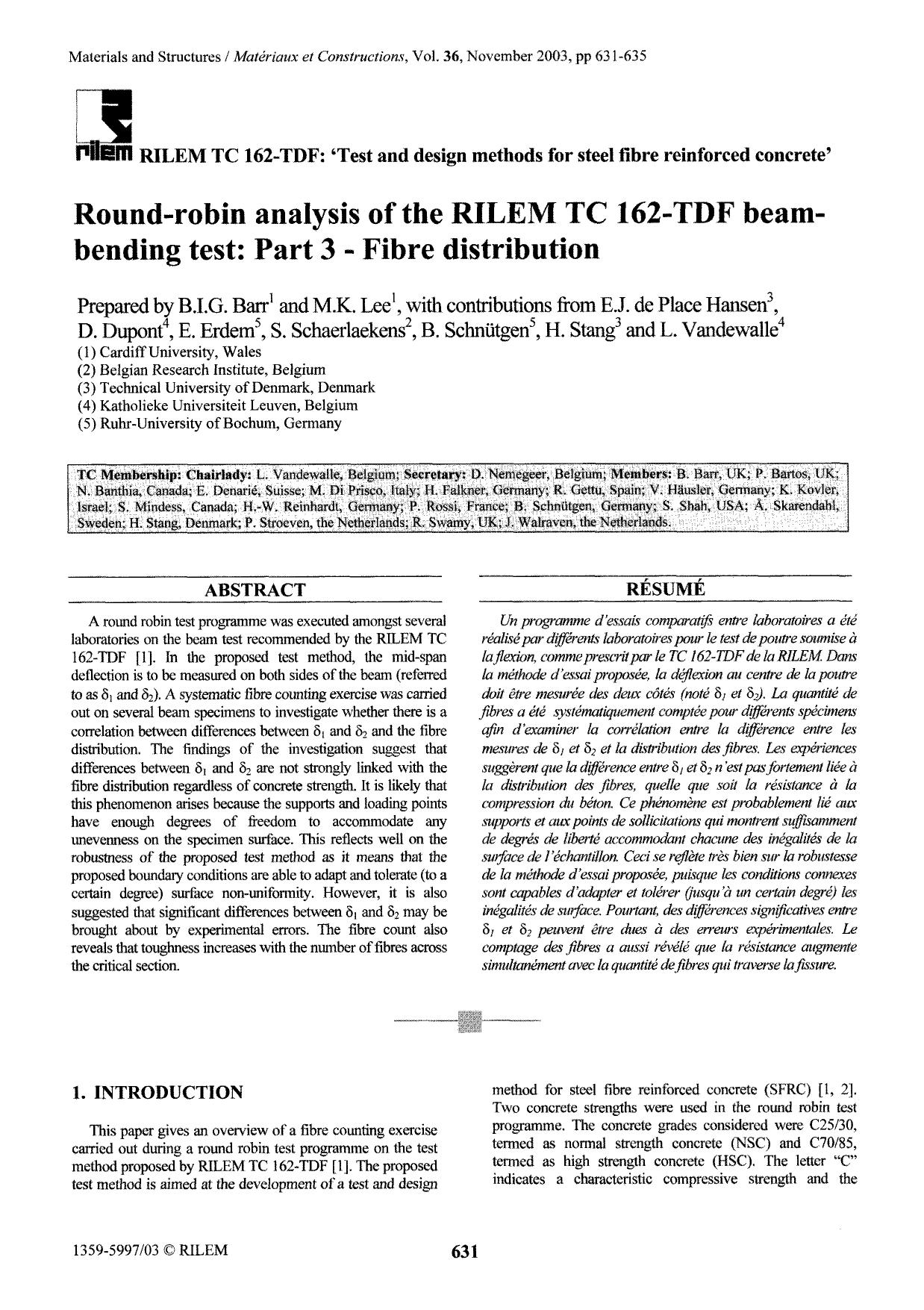 Round-robin analysis of the RILEM TC 162-TDF beam-bending test: Part 3—Fibre distribution by Unknown
