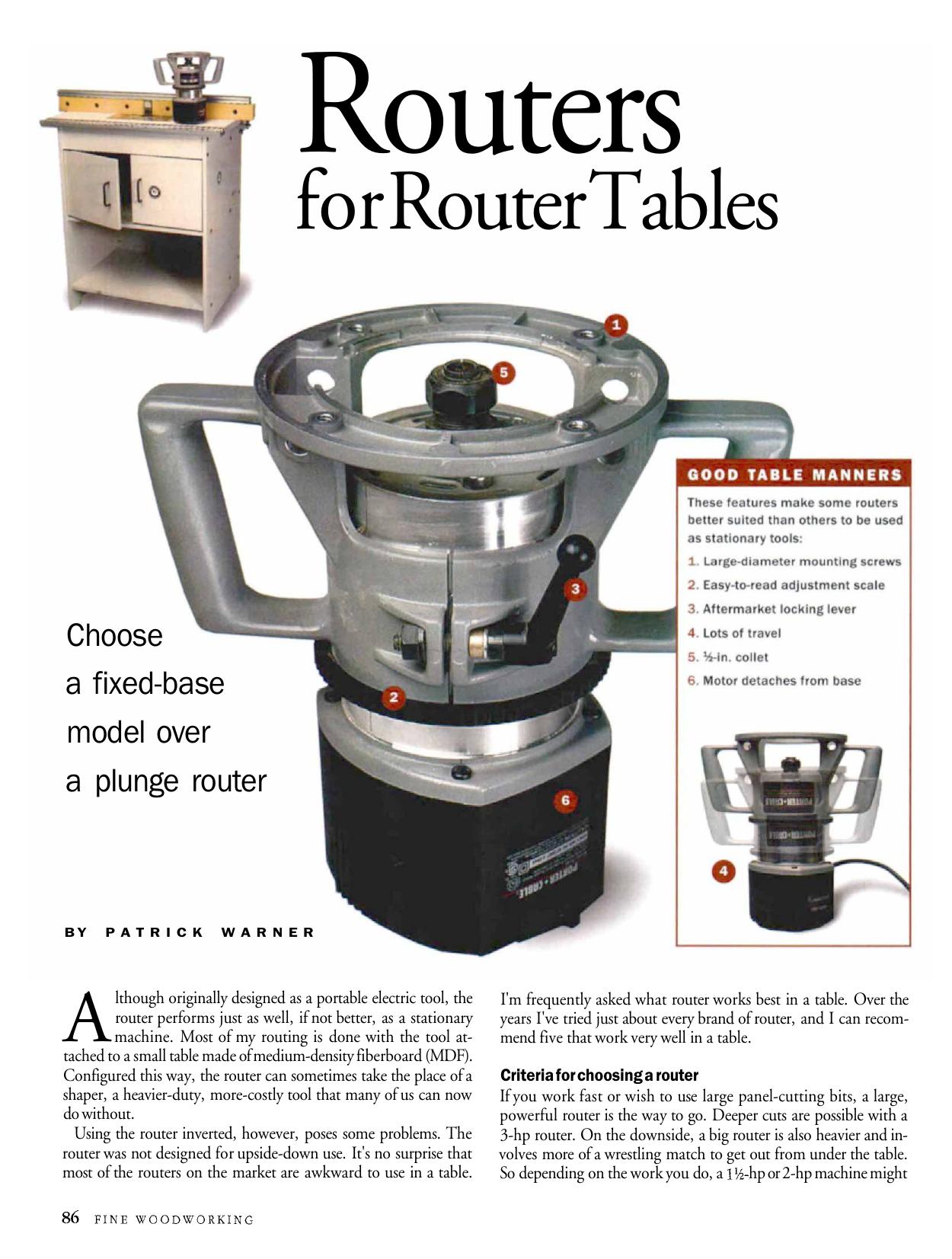 Routers for Router Tables by Patrick Warner