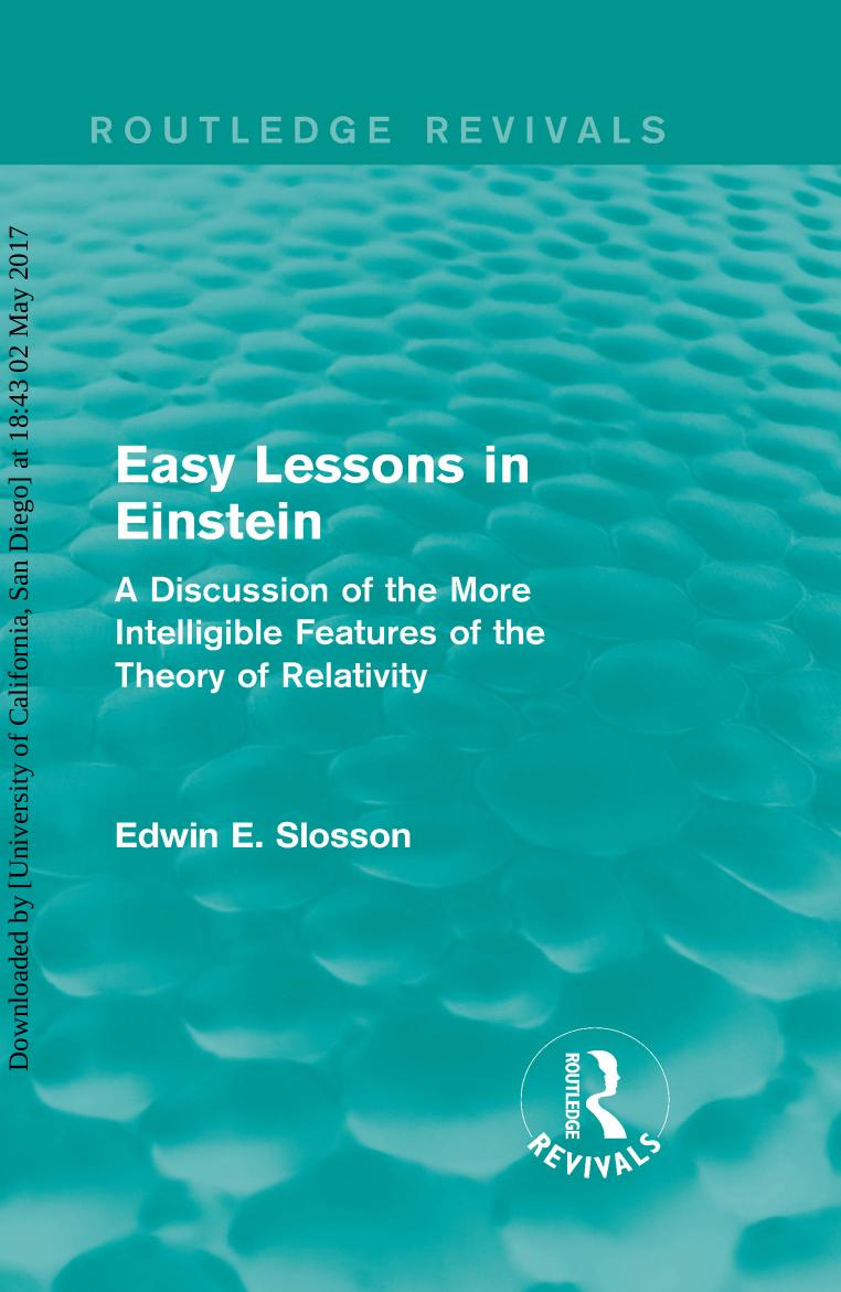 Routledge Revivals: Easy Lessons in Einstein (1922) by Unknow