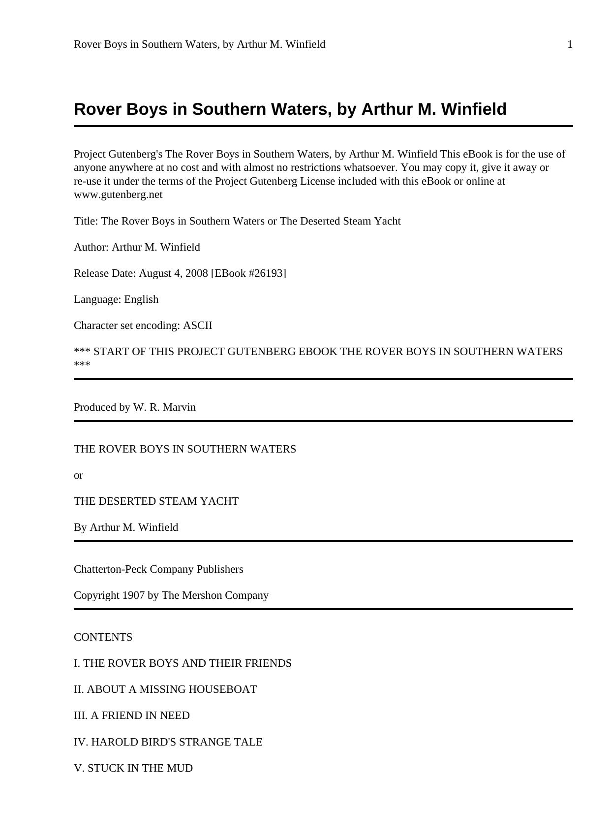 Rover Boys in Southern Waters by Arthur M. Winfield