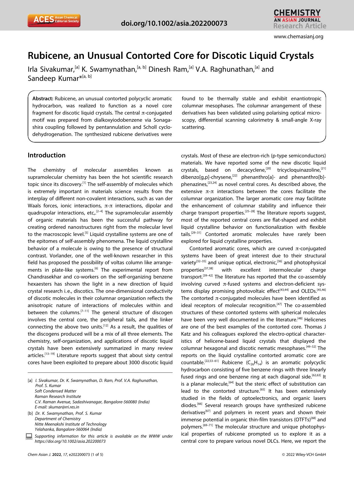 Rubicene, an Unusual Contorted Core for Discotic Liquid Crystals by Unknown