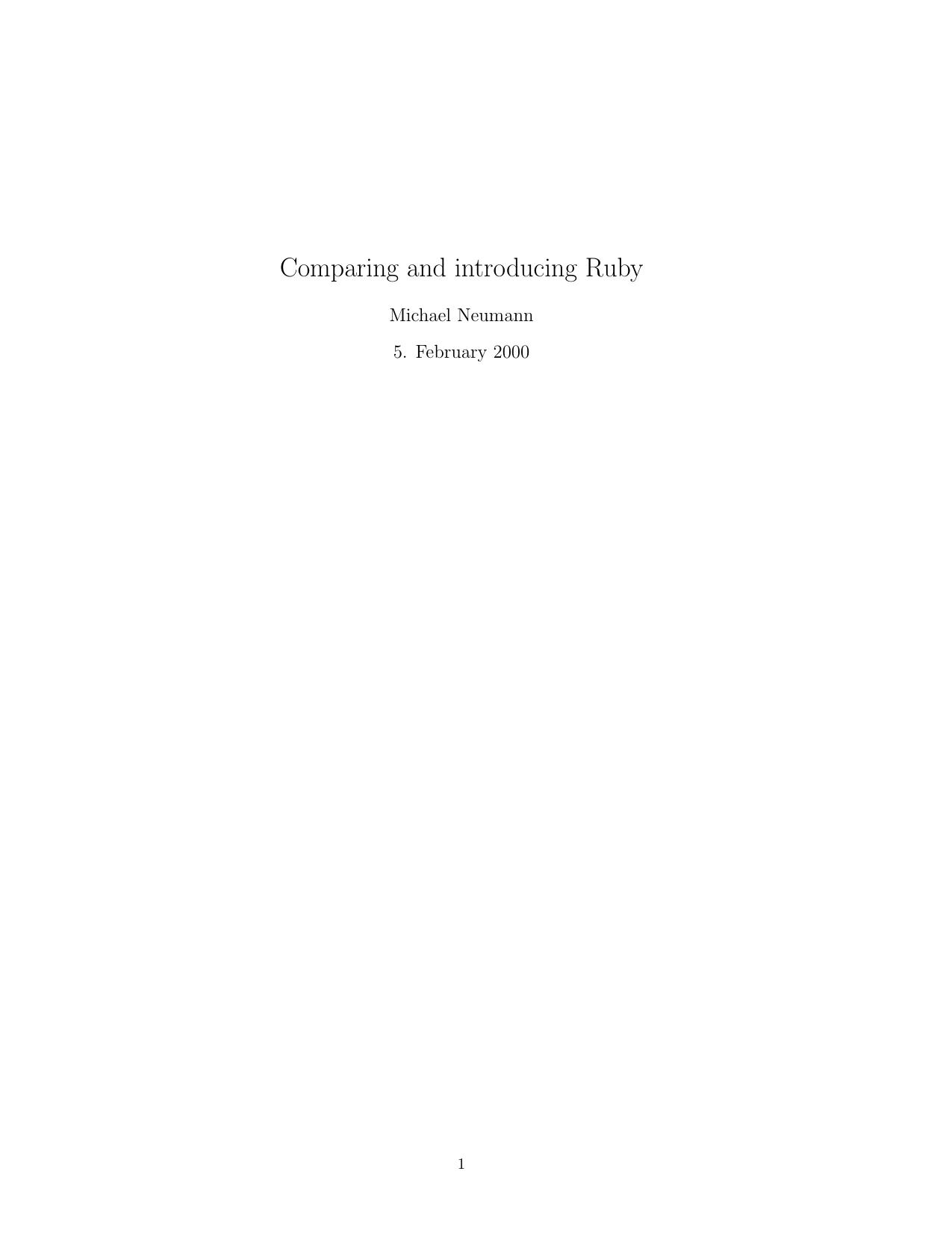 Ruby vs. Perl and Python by Unknown