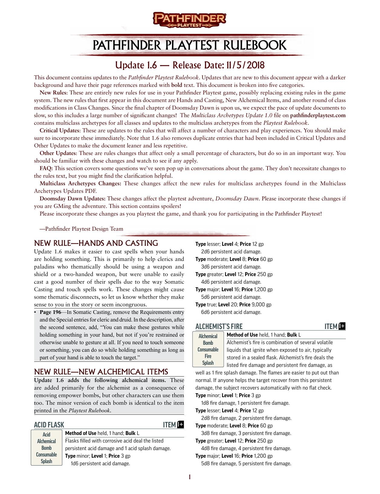 Rulebook, Update 1.6 by Unknown