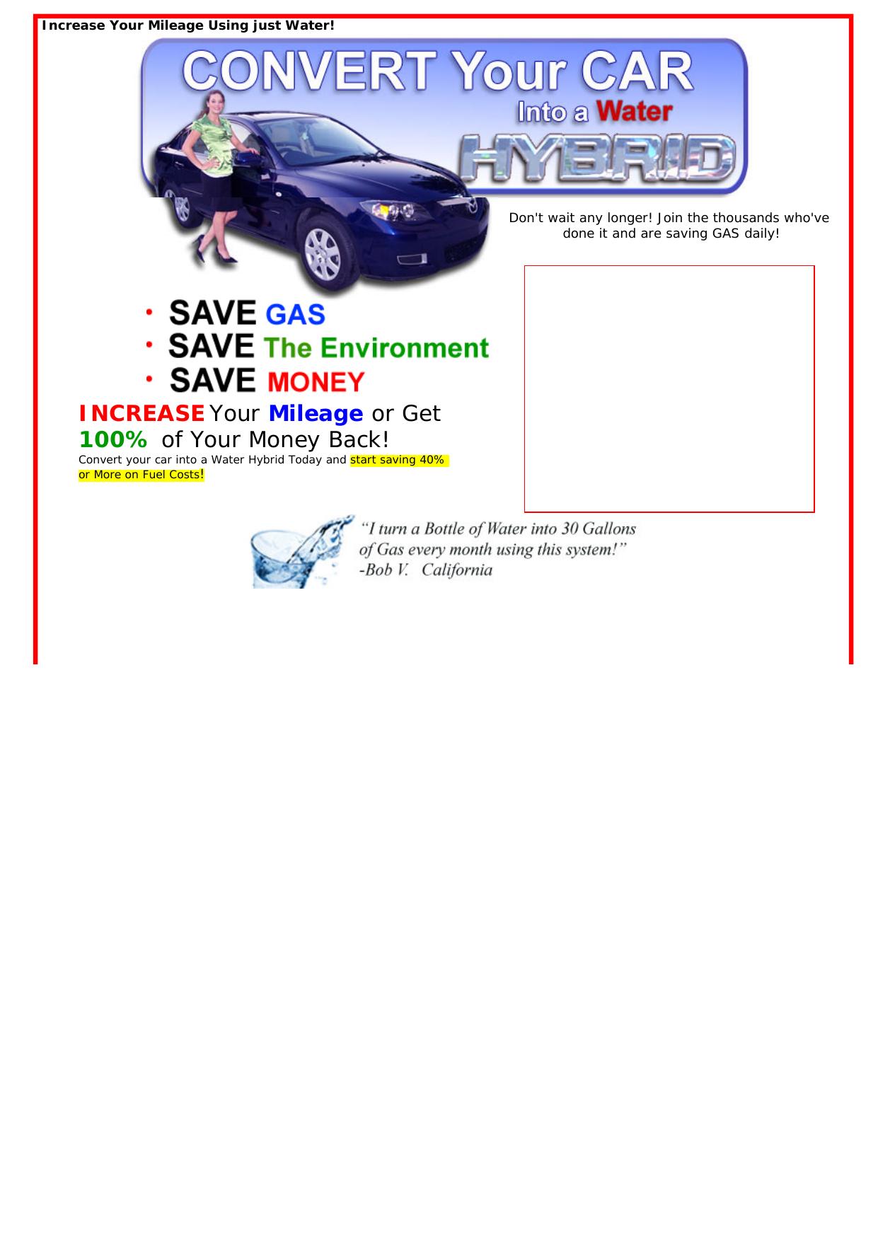 Run Your Car On Water - Highest Commissions! by Best of Kuszter's Collection