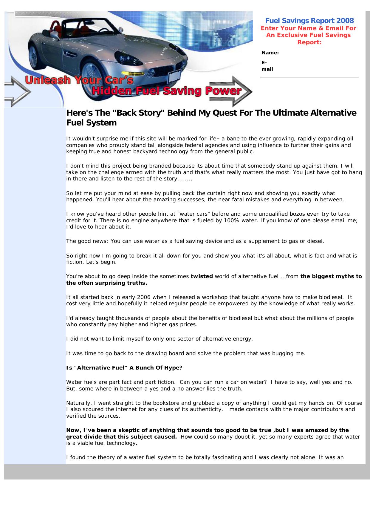 Run Your Car On Water, Make Biodiesel, & Save Money! by Best of Kuszter's Collection