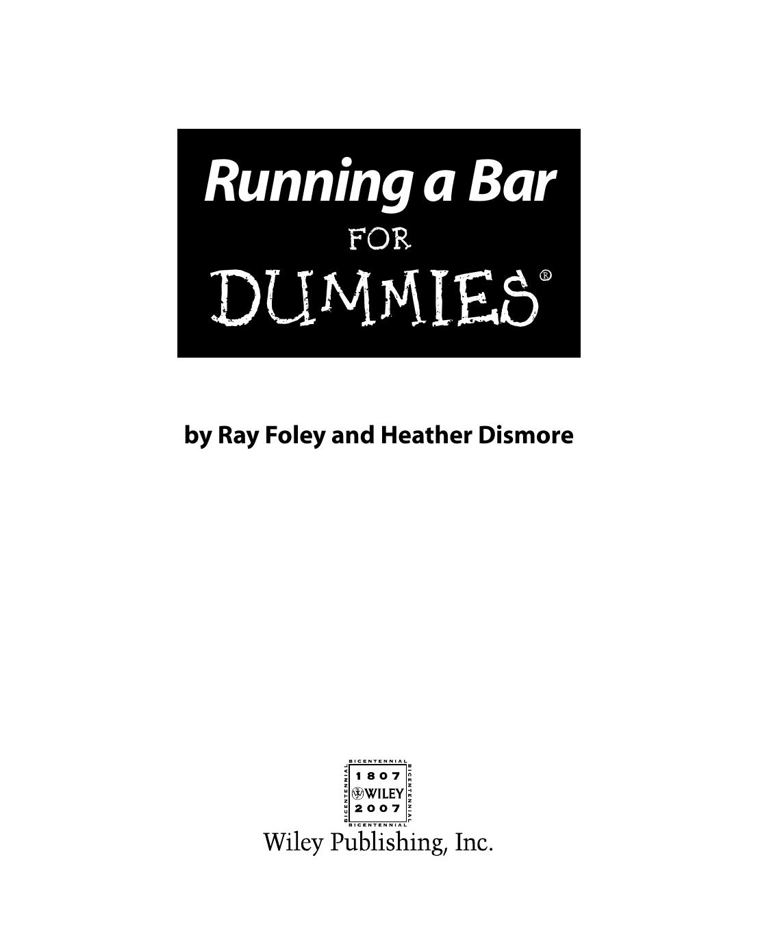 Running a Bar for DUMmIES by Unknown