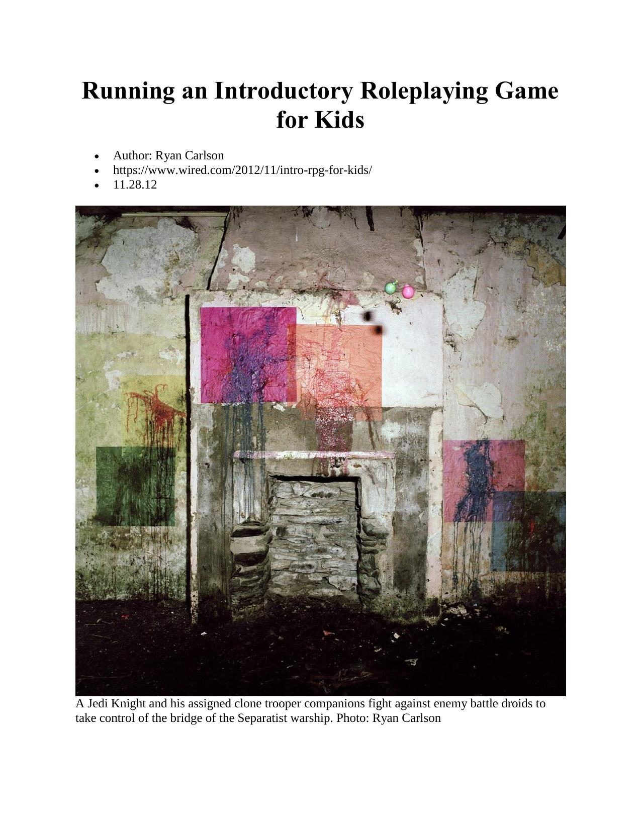 Running an Introductory Roleplaying Game for Kids by Unknown