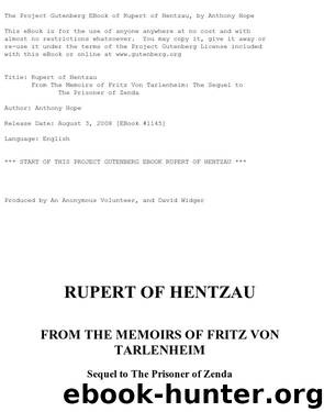 Rupert of Hentzau by Anthony Hope