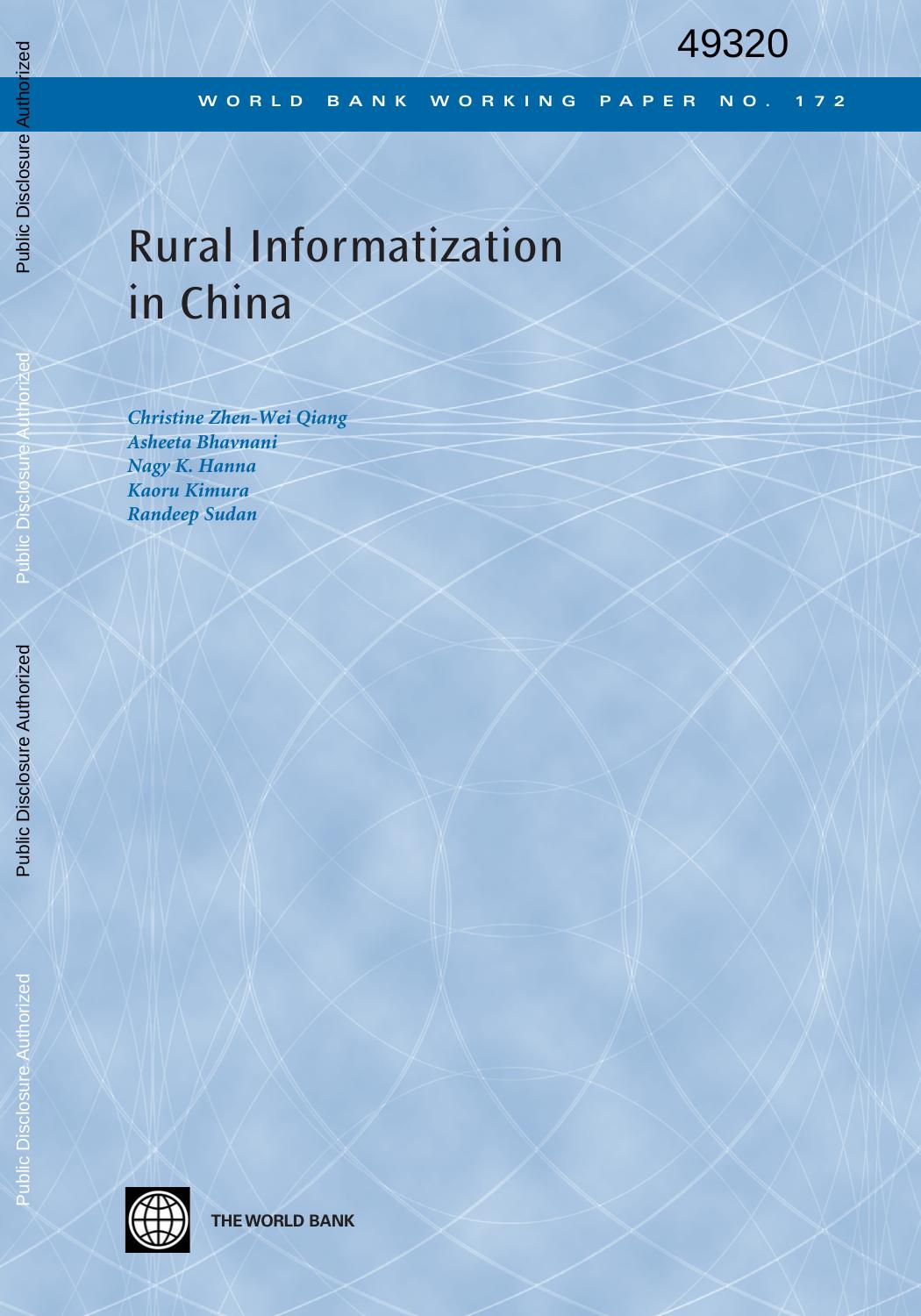 Rural Informatization in China by Zhen-Wei Qiang Christine; Bhavnani Asheeta; Hanna Nagy K.; Kimura Kaoru; Sudan Randeep