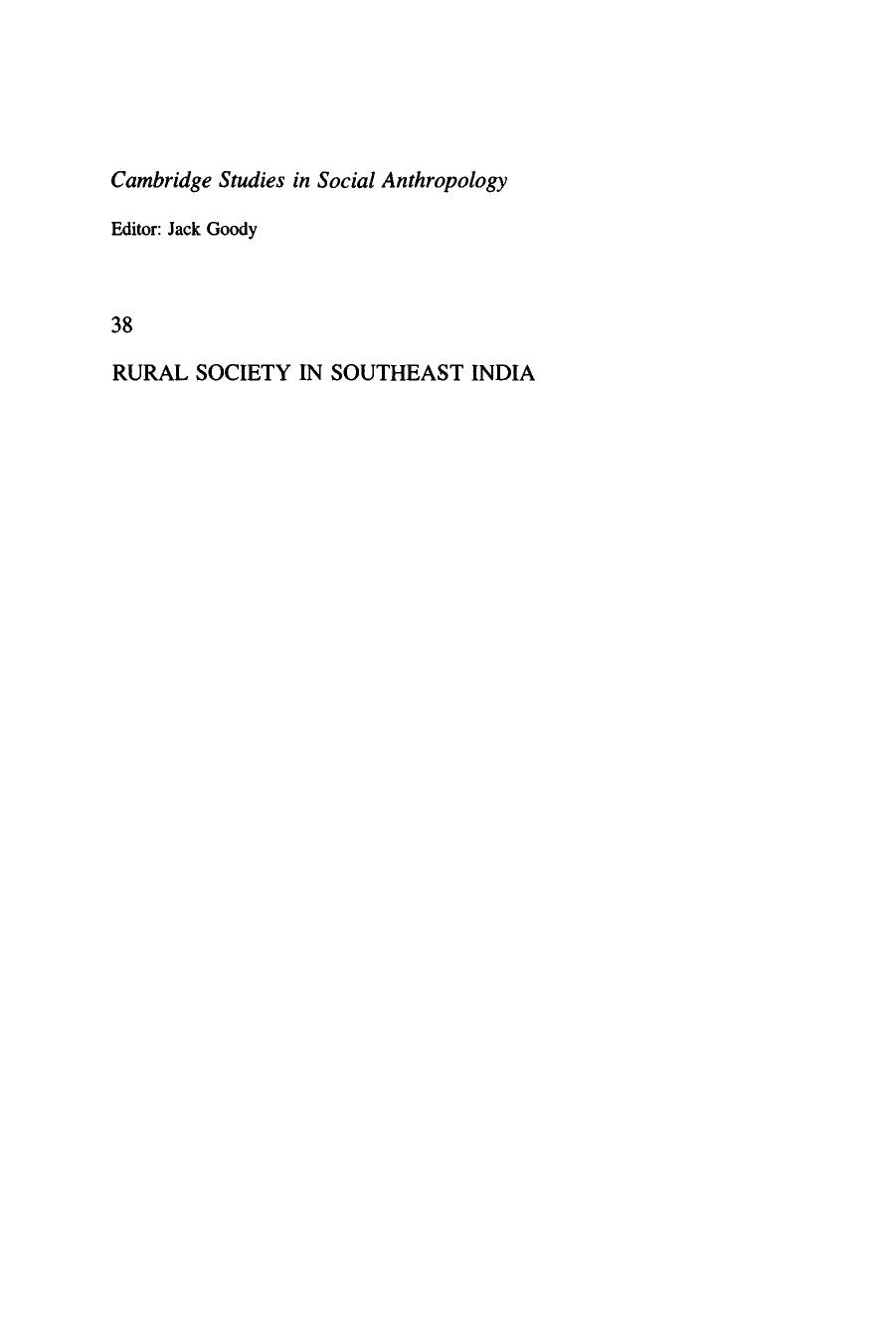 Rural Society in Southeast India by Kathleen Gough
