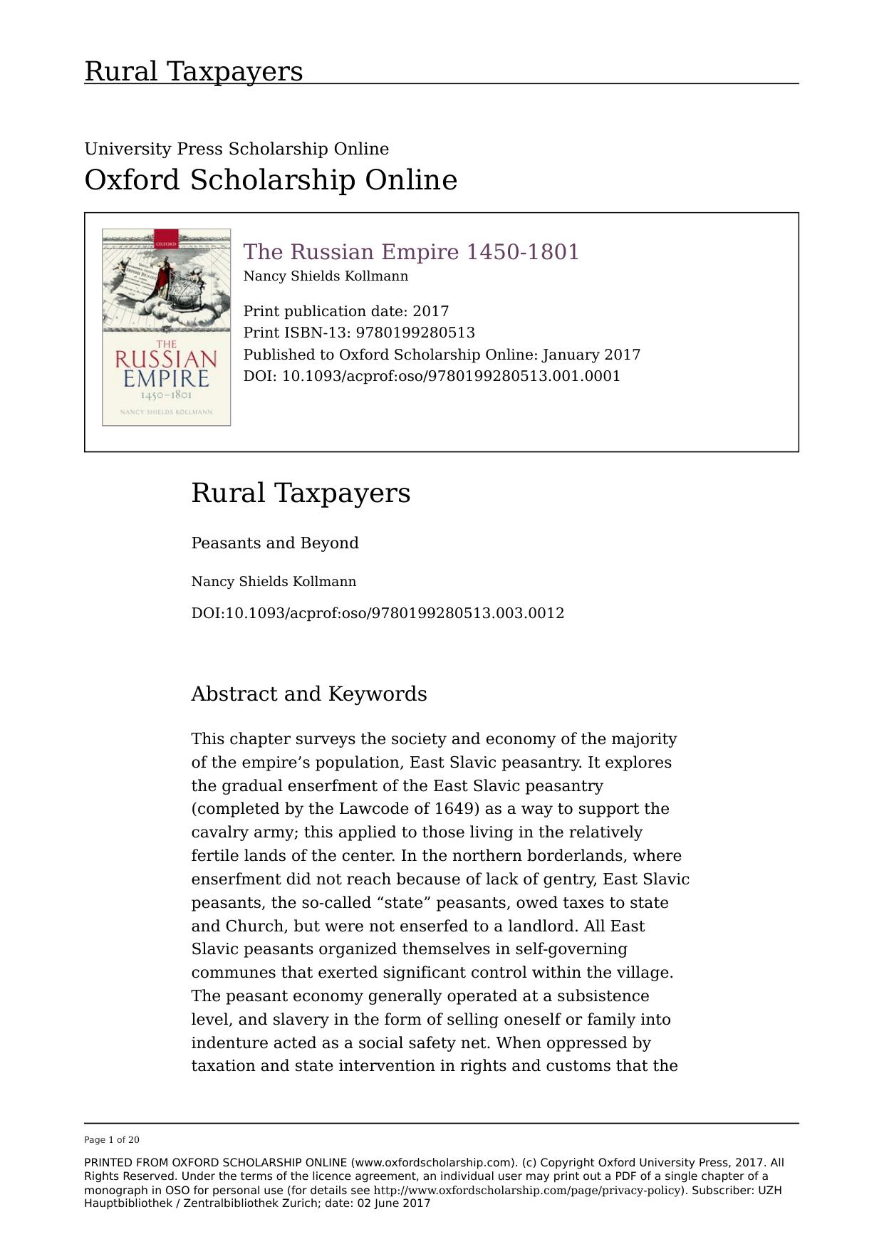 Rural TaxpayersPeasants and Beyond - Oxford Scholarship by Unknown